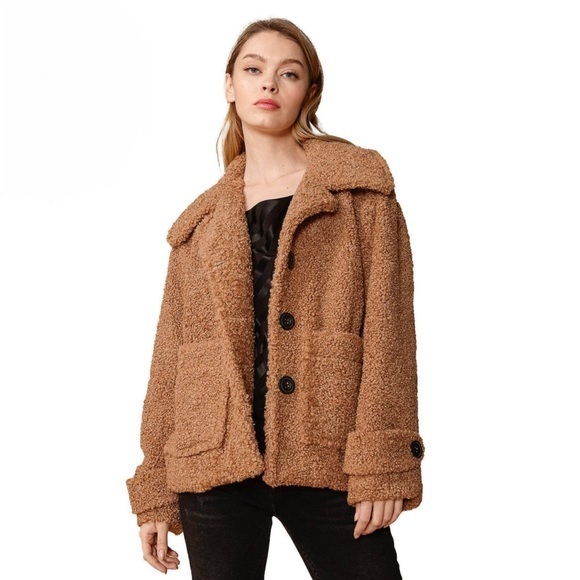 Nurode Women's Shearling Coat in Brown - Picture 1 of 9